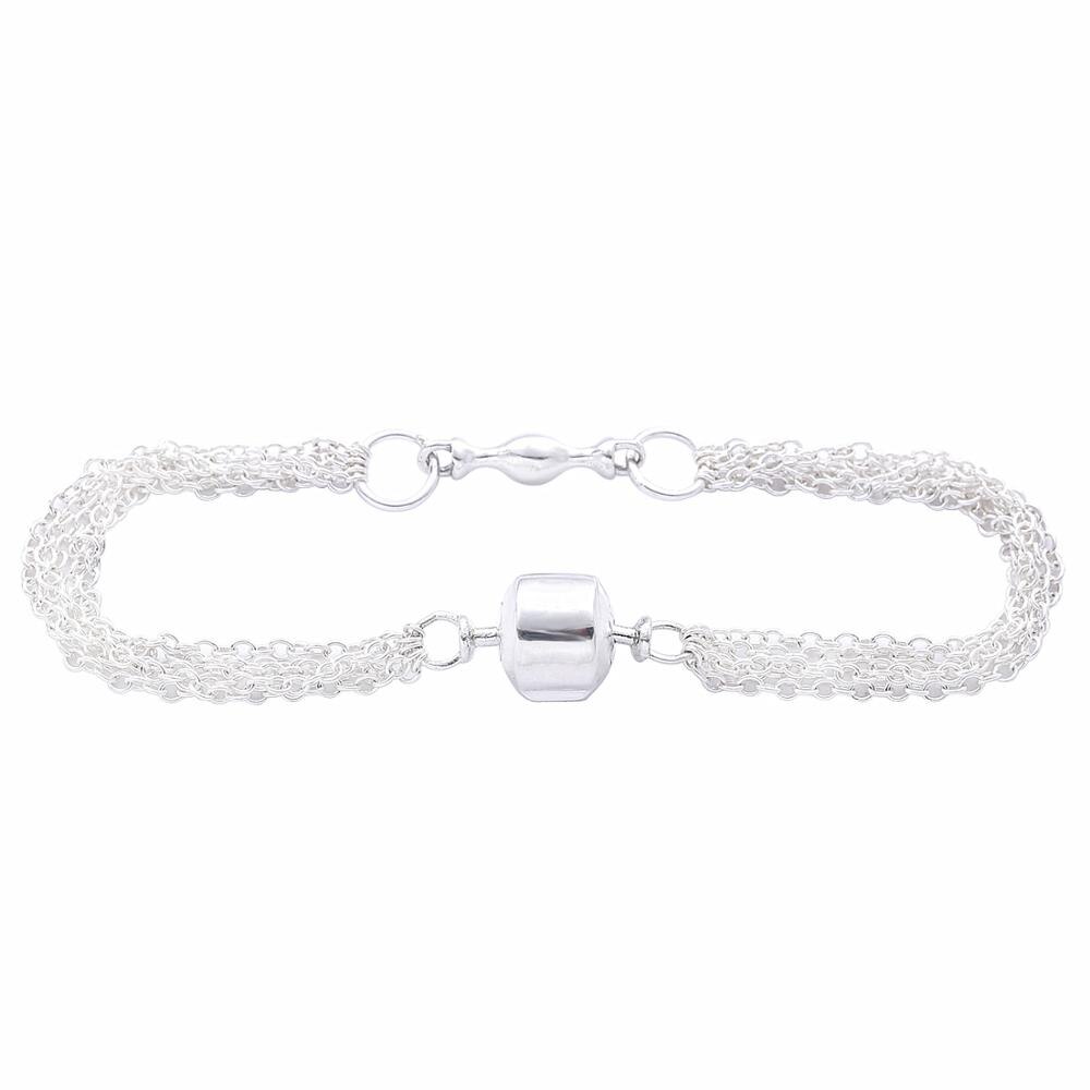 100% 925 Sterling Silver Original Multi-Strand Europe Bracelet One Clip Station Fit Women Bead Charm Bangle DIY Jewelry