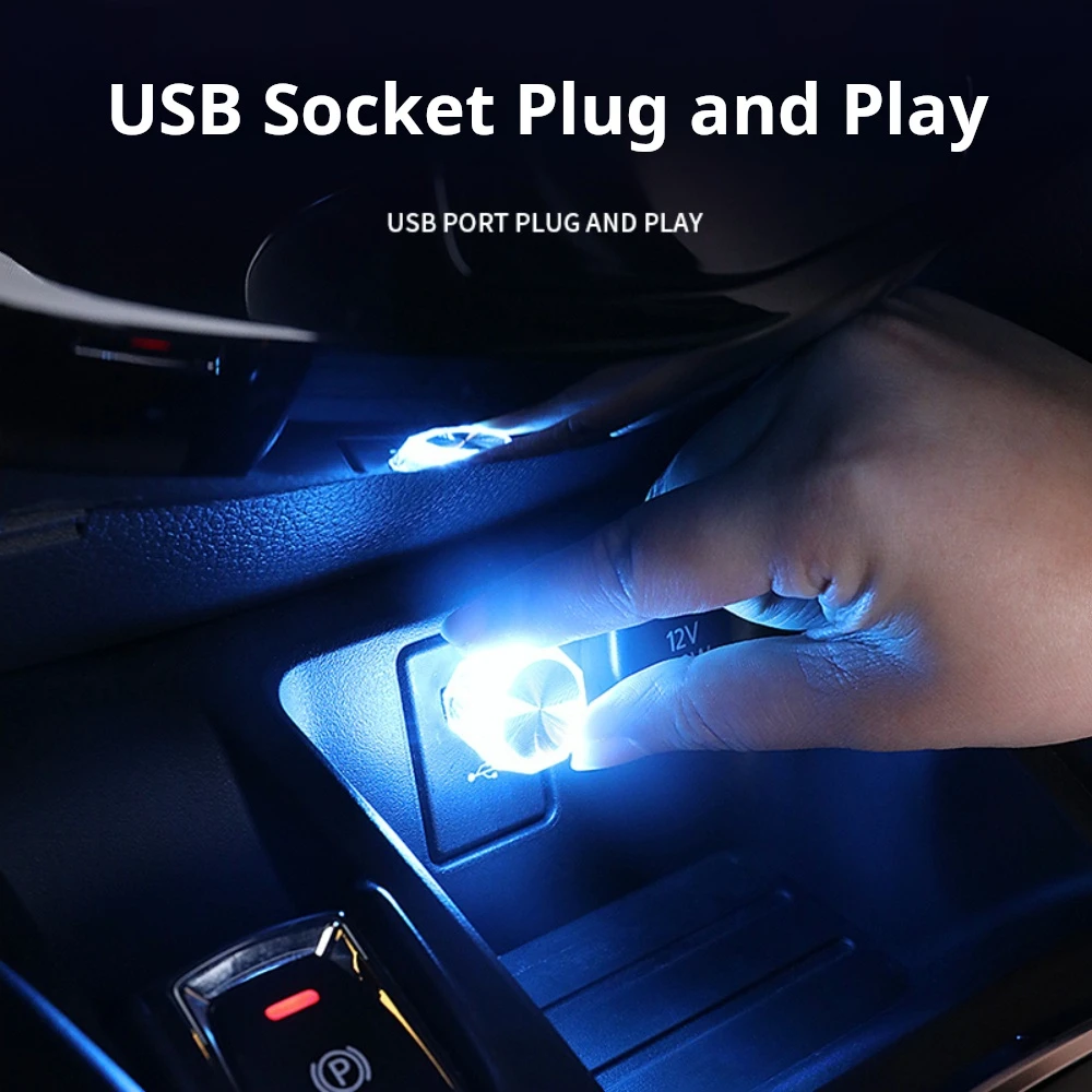 Mini lámparas de ambiente USB compactas, luz LED para coche, decoración de luz de ambiente Interior de coche, luz nocturna LED USB Gradieng para el hogar del coche