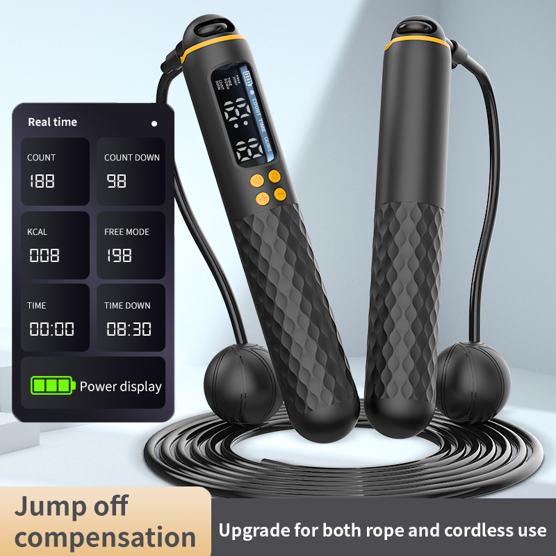 Neue wiederaufladbare USB-Springseil mit elektronischer Technologie, Drahtseil, verstellbarer Springseil-Trainer, digitaler drahtloser Kalorienzähler