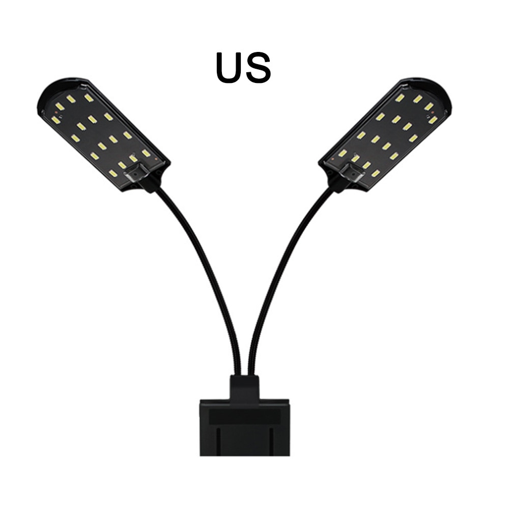 LED Double Head Aquarium Fish Tank Light 15W 32 LED Aquarium Planted Clip Lamp White LED Lighting: US plug