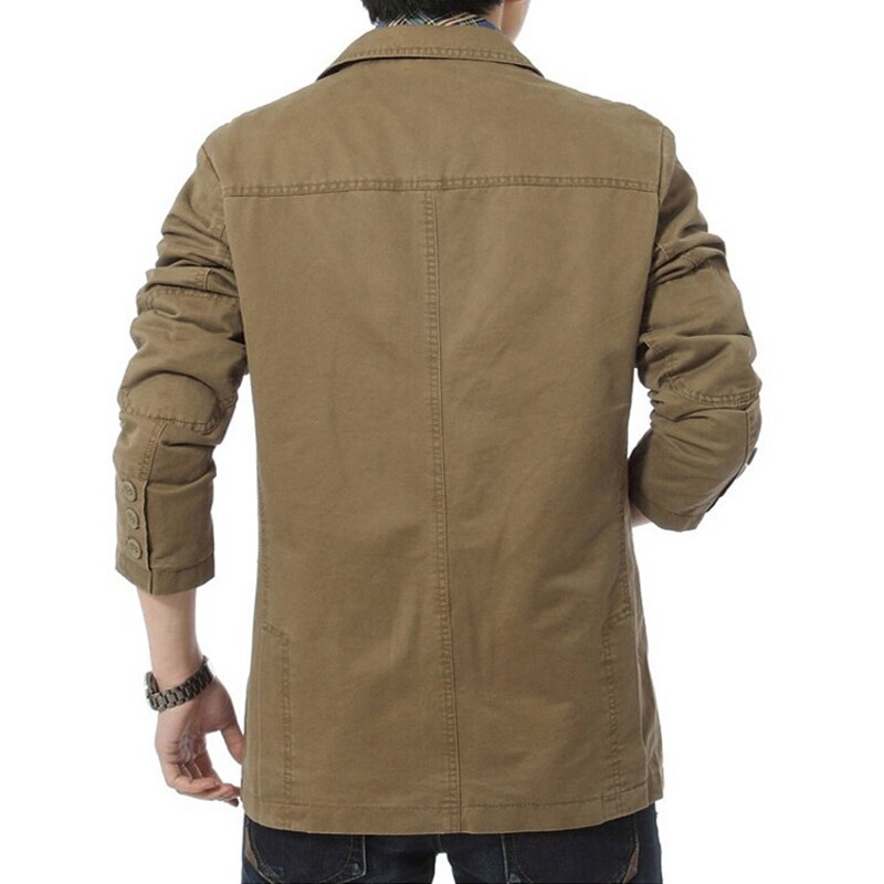 Blazers Men Suit Jackets Men's Slim Fit Cotton Denim Jackets Parkas Army Green Khaki Outdoors Outwear Coat Large Size M- 4XL