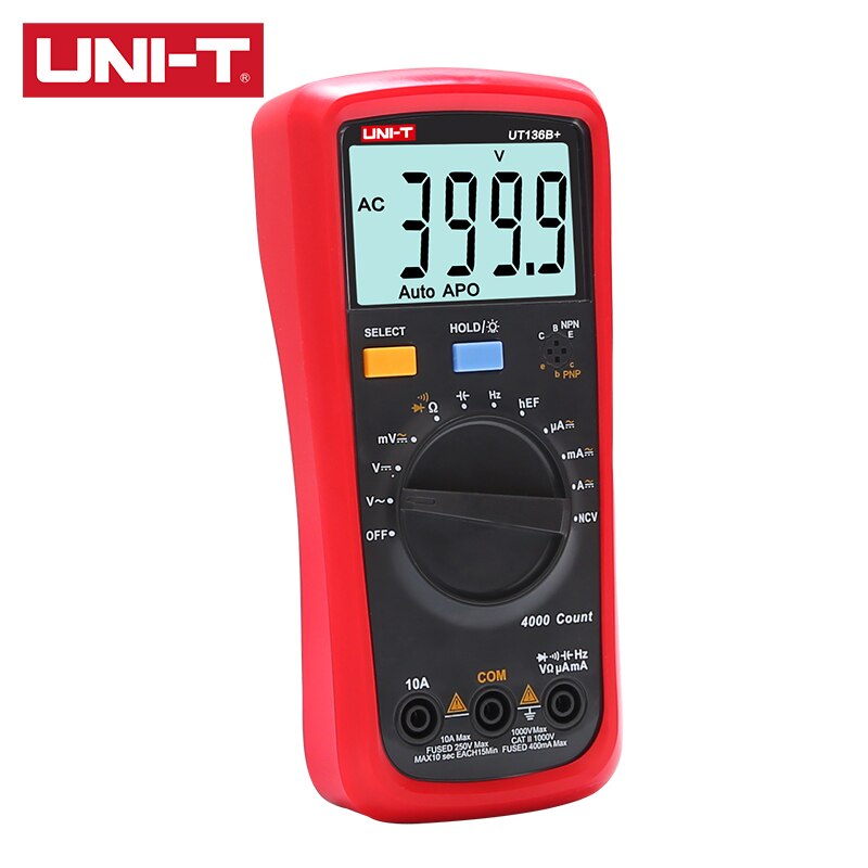 Uni-t  ut136b+/ut136c+  digitalt multimeter måler 1000v 10a ac/dc spændingsstrøm lcd display overbelastningsalarm hurtig prøvetagning