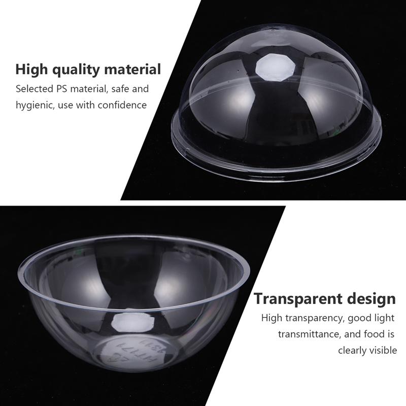 10pcs Transparent Plastic Cake Container Ball Shape Cake Container Portable Mousse Ball Round Cake Container 350ml Style