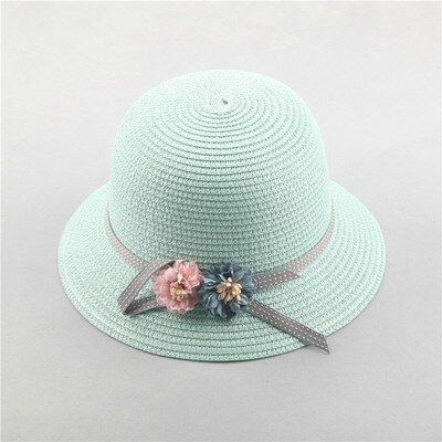 SUOGRY Summer Women's Beach Sun Cap Stylish Straw Hat For Women Protection UV Flowers Straw Hats Girls: green / Adult 56-58cm