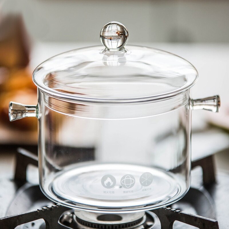 Ild vil brænde varmebestandig glaspotte kogegryde suppe poy koge vandkande borosilikat dobbelt håndtag glasskål salatskåle