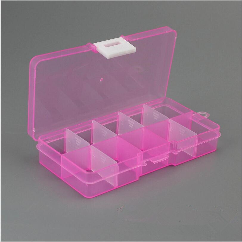 Caja de joyería de plástico con 10 ranuras (reglable), estuche de almacenamiento, organizador de joyas artesanales, cuentas, fabricación de joyas Diy, joyero organizador Z28: Blanco