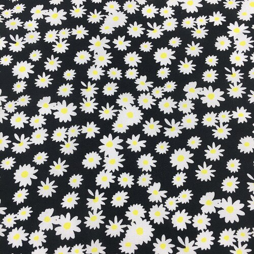 Tela de rayón con estampado de margaritas para primavera y verano, vestido de tela Floral pequeño, 45 hilos: 7
