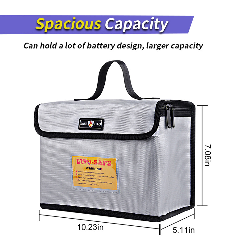 Multi-function Lithium Battery Explosion-proof Bag 1000 MAh Safety Charging Flame-retardant Storage Bag Zipper Fireproof Bag: Red