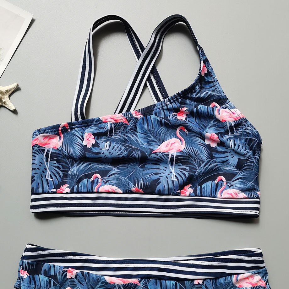 Bañador de flamenco para niña de 3 a 14 años, Bikini cruzado para niñas, traje de baño de dos piezas para niñas, ropa de baño para niñas, ropa de playa