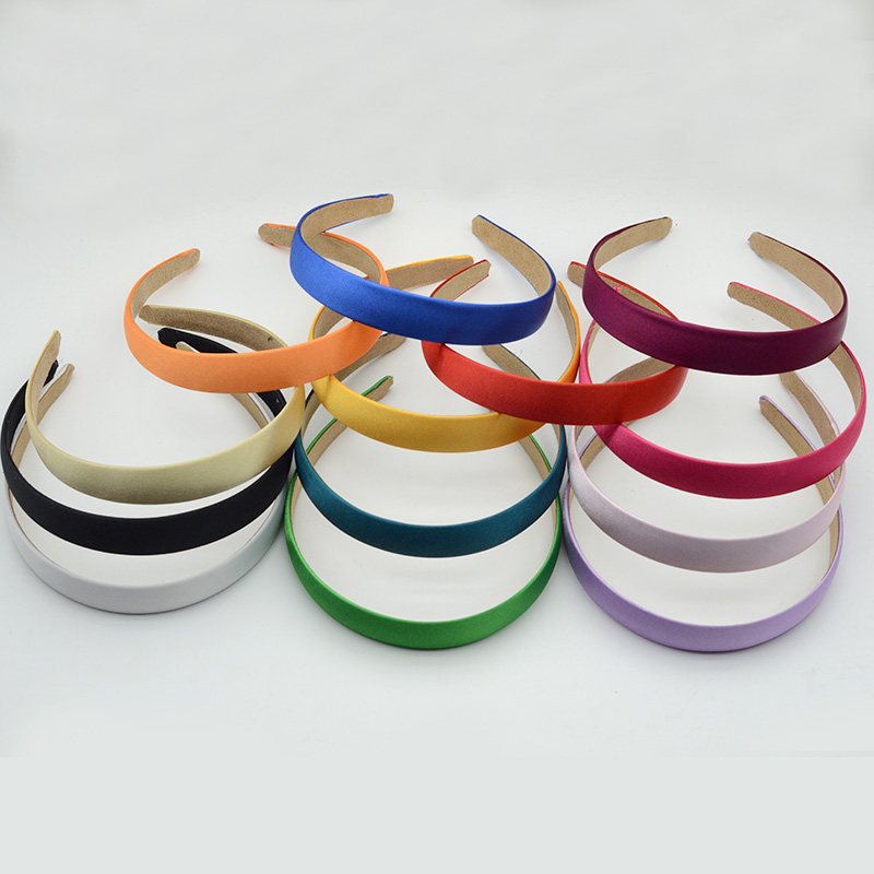 10PCS 20mm Satin Fabric Covered Plain Plastic Hair Headbands for women girls with velvet back for handmade hair accessories