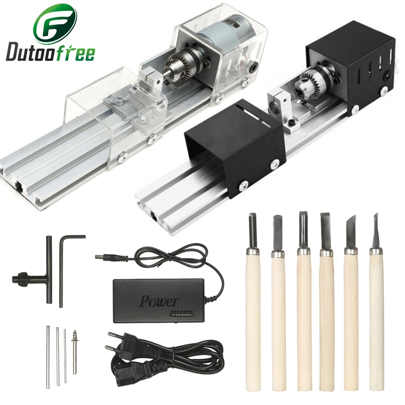 US/EU Mini Mechanical Lathe 100W Lathe Grinding Set Polishing Drill Tool Wood Lathe Machine Speed Adjustable DIY Woodworking
