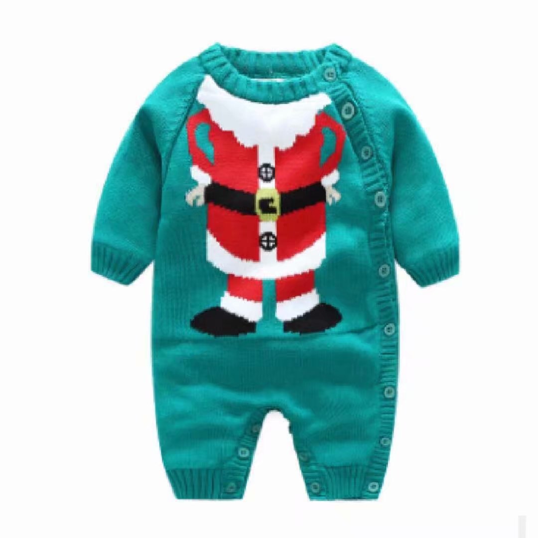 Babykleding in winterstijl, geborsteld en dik, superzacht, van katoendraad, gemaakt van een stuk, in een rompertje, gemaakt van een mannelijk en vrouwelijk model, om te kruipen: Groente
