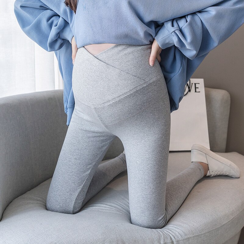 Leggings i forårsren bomuld til gravide kvinder: Grå / M