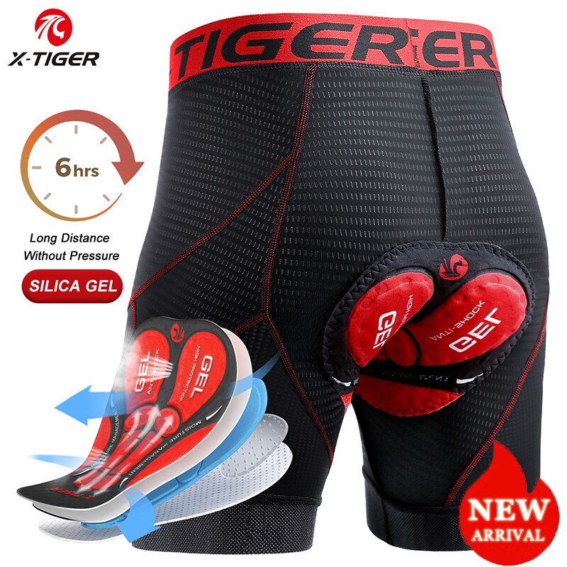 Pantalones cortos de ciclismo para X-TIGER, ropa interior de malla transpirable con almohadilla de Gel a prueba de golpes, para bicicleta de montaña, triangulación de envíos: XXXL / Negro