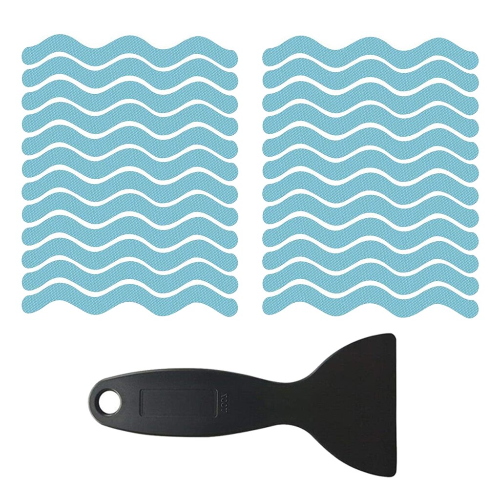 24pcs Bathtub Stickers Anti Slip Bath Tape Shower Pad With Shovel For Stairs Outdoors Safety Shower Strips Mat Textured Treads: Blue