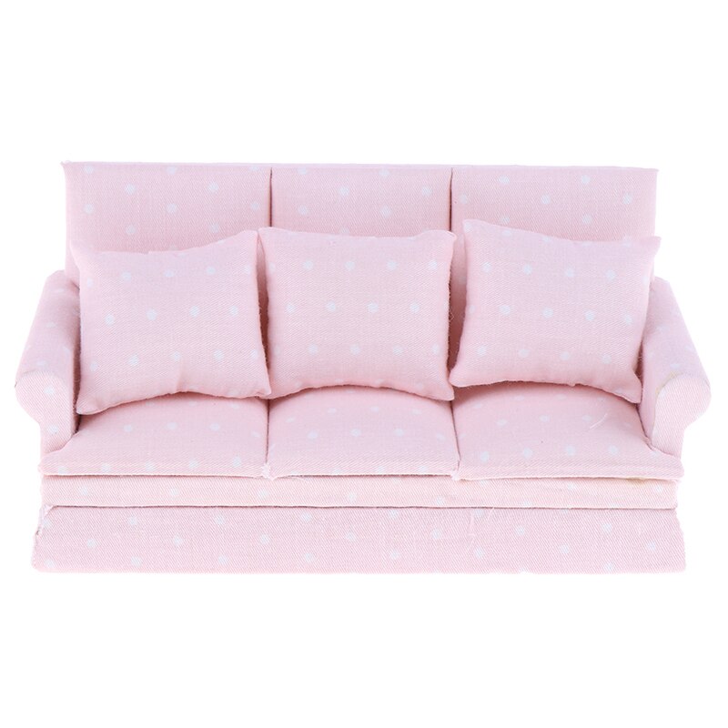 1/12 Scale Dollhouse Sofa with Back Cushion Mini Sofa Chair Furniture Model Toys for Doll House Decoration Accessories: Pink