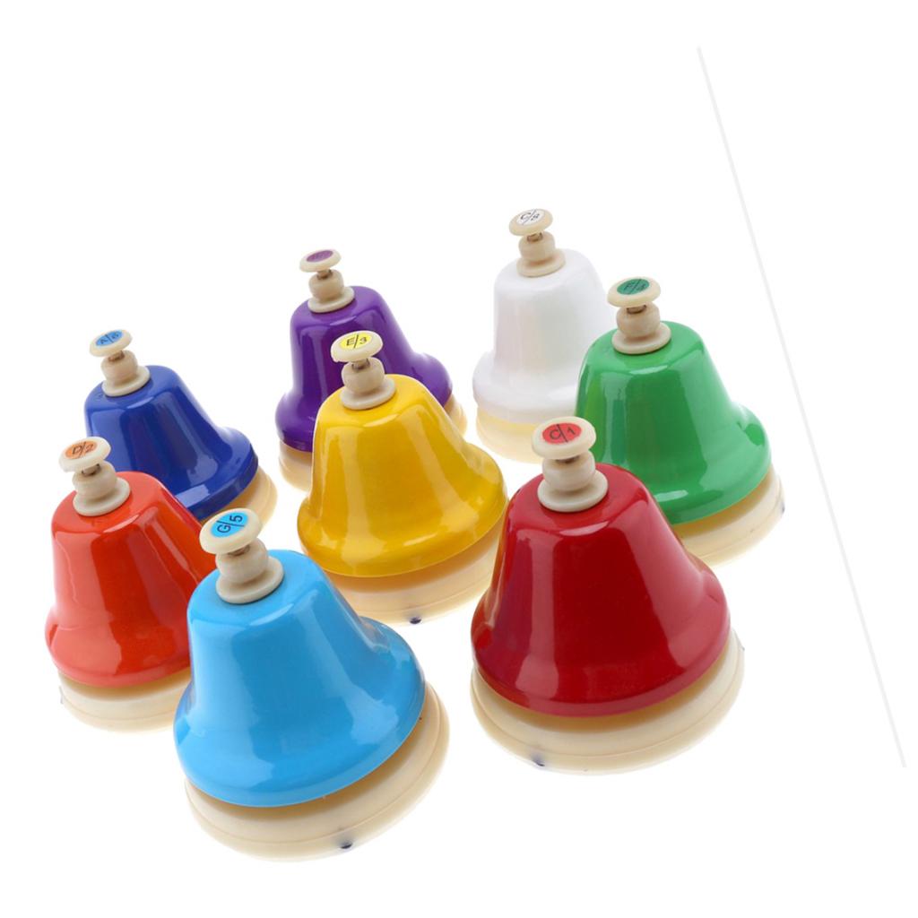 8x ensemble de cloches à main, 8 Notes colorées cloches d&#39;apprentissage Musical Percussion