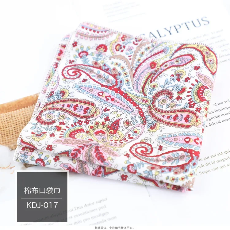 Pañuelo Floral de algodón 100% para hombre y mujer, pañuelo informal de 23cm con bolsillo para , , esmoquin, pajarita, accesorio