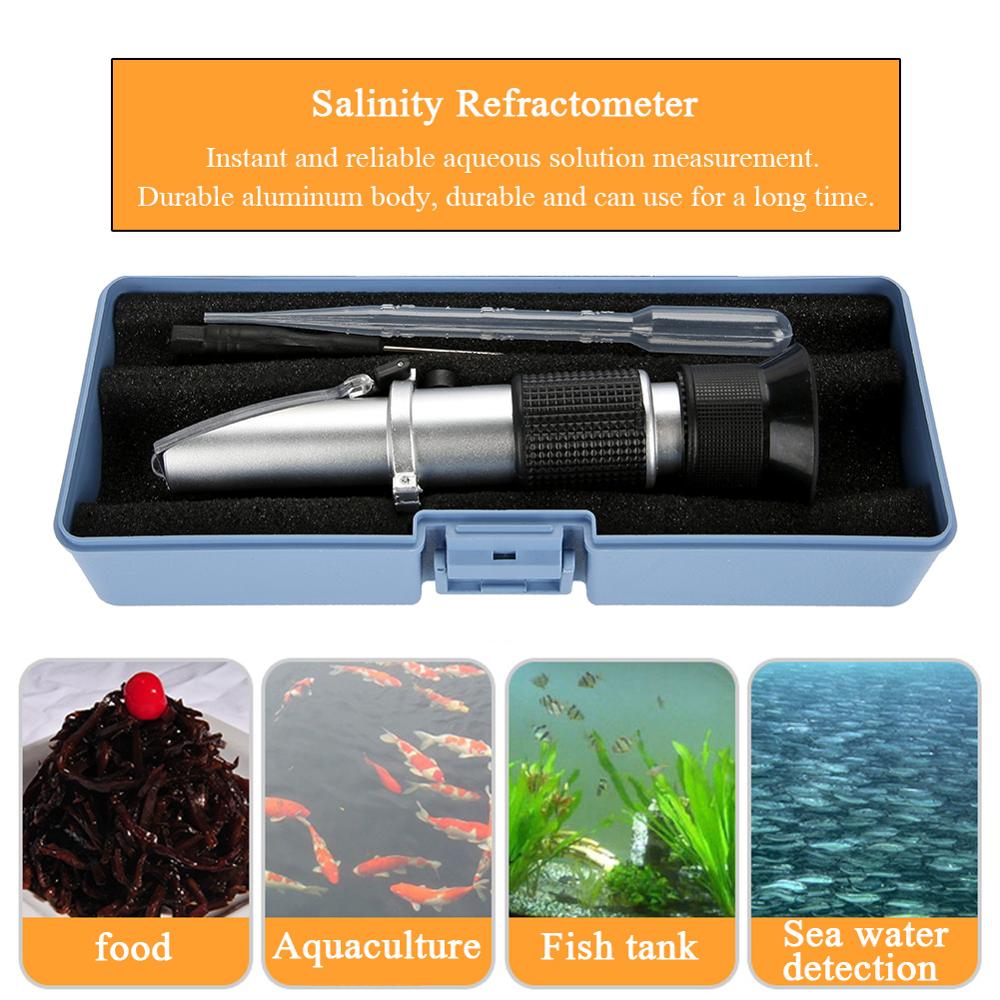 Salinity Refractometer Seawater Salinity Meter Aquarium Optics Refractometer Temperature ATC Digital 0 -10% for Industrial Test