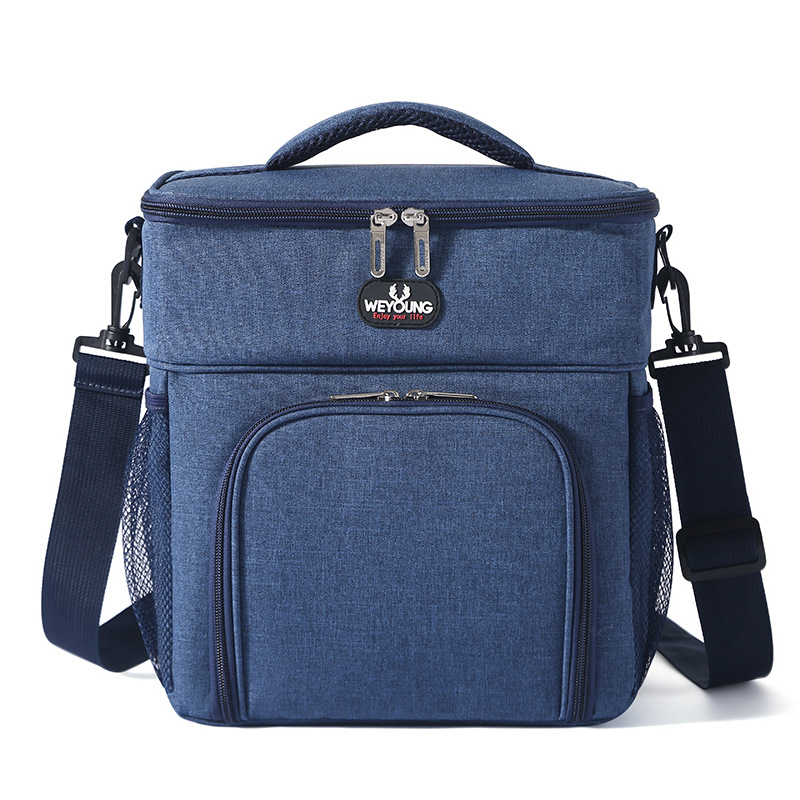 Large Capacity Thermal Insulation Lunch Bag Oxford Cloth Food Storage Picnic Bags Tote Portable Cooler Box Bags: Blue