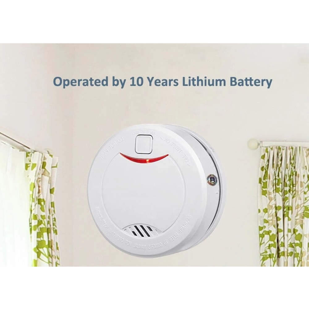 10 Years Smoke Detector EN14604 Approved Lithium Battery Photoelectric Sensor Standalone Fire Alarm For Home Kitchen