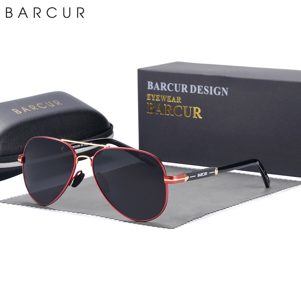 Barcur polarisierte herren sonnenbrille Pilot sonnenbrille für männer zubehör fahren angeln, wandern brillen oculos gafas de sol: Lila