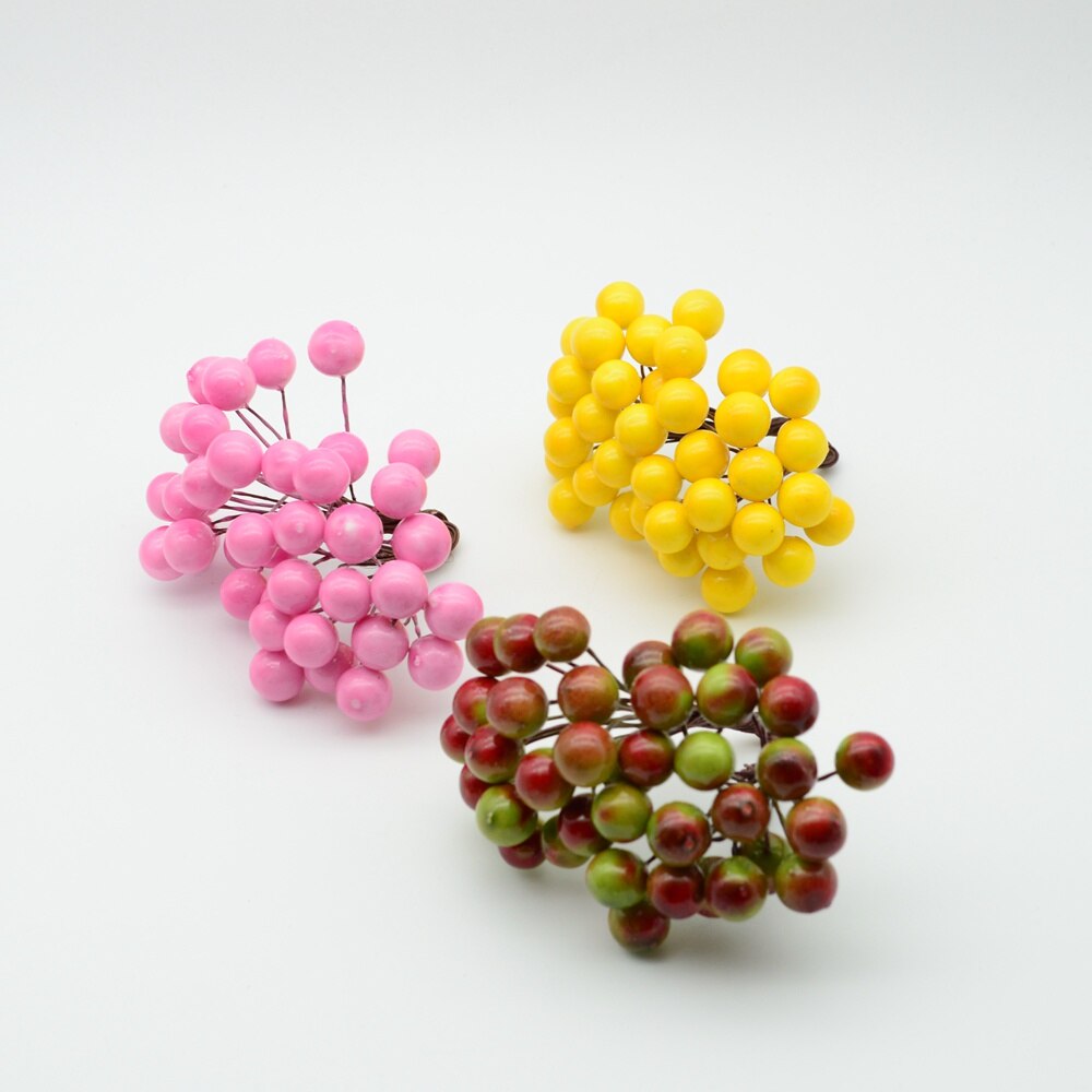 20 stk /40 hoved mini pe lille frugt skum pompon jule krans dekoration til hjemmet bryllup gør-det-selv år kunstige blomster