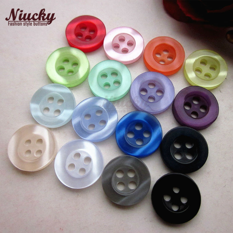 Niucky 11mm 4 gaten platte rand 16 kleuren kleurrijke ripple shirt button voor naaien diy craft accessoires levert R0201-044