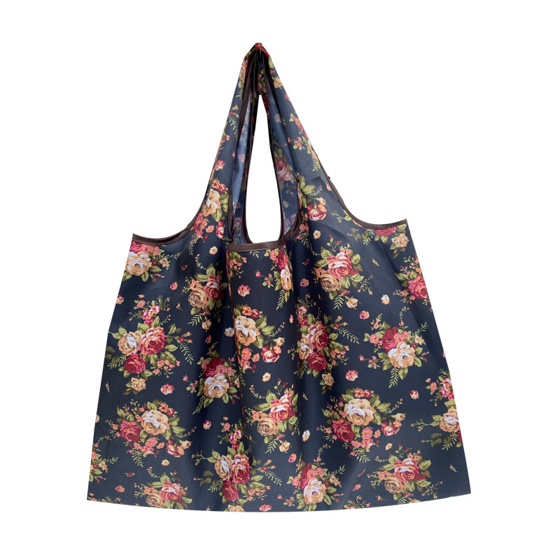 Printing Foldable Shopping Bags Environmental Protection Portable Grocery Bags Large Capacity Portable Storage Bags: Light Grey