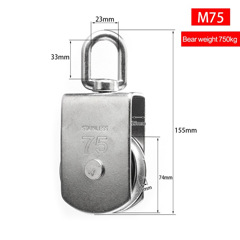 Common pulleys Size M32 M50 &amp; M75 &amp; M100 304# Stainless Steel Single or Double Wheel Swivel Pulley Block