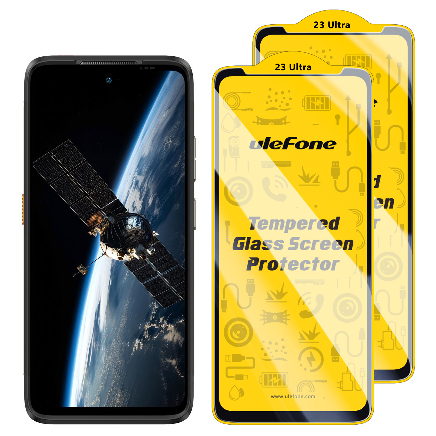 2 stuks/set ulefone armor 34 pro 27 26 25 24 23 22 mini 20 hd anti-vingerafdruk gehard glazen schermbeschermer krasbestendig glas: Khaki