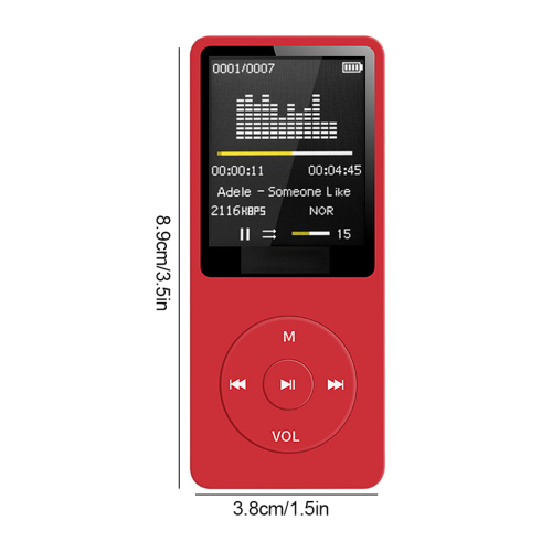 MP4 FM-Karteneinfügung Bluetooth-Player USB-Ladeaufzeichnung Digitaler Bildschirm Walkman Unterstützt FM-Radio E-Book-Aufnahme: Rot