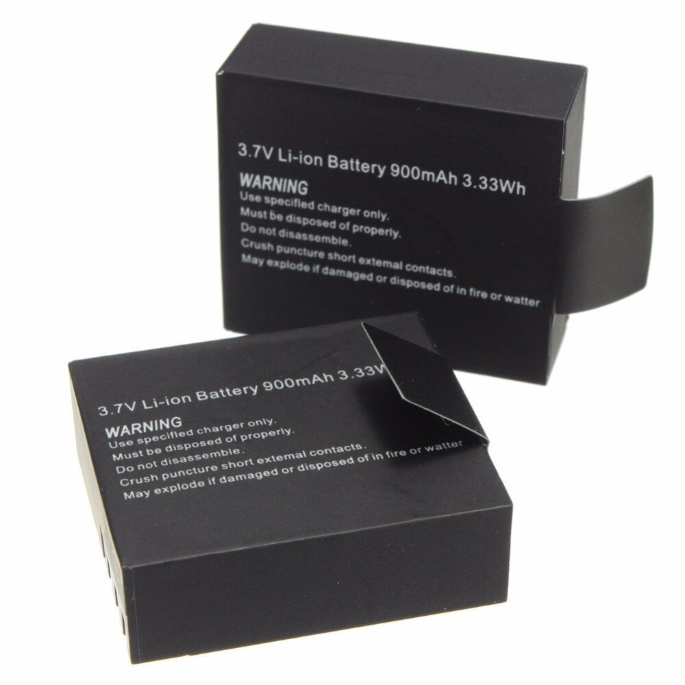 2 stk/sæt 3.7v 900 mah genopladeligt li-ion batteri til  sj4000 wifi  sj5000 wifi  sj6000 wifi  m10 sj5000x sport action kamera dv: 2 batterier 1 oplader