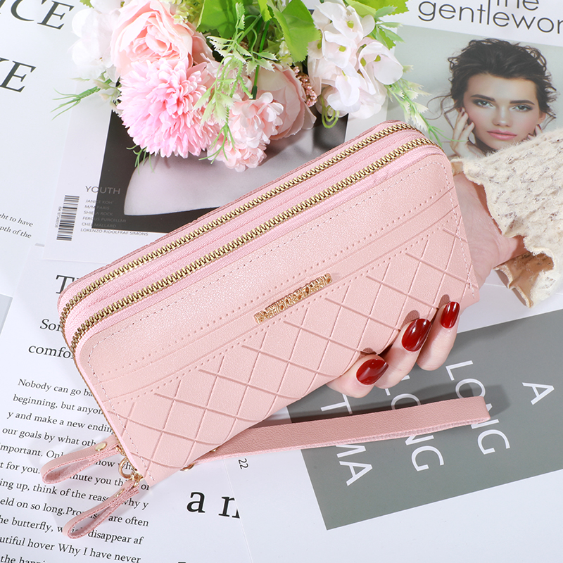 Lang damelommebok damevesker dusk myntveske kortholder lommebøker dame pu-skinn clutch: Himmelblå