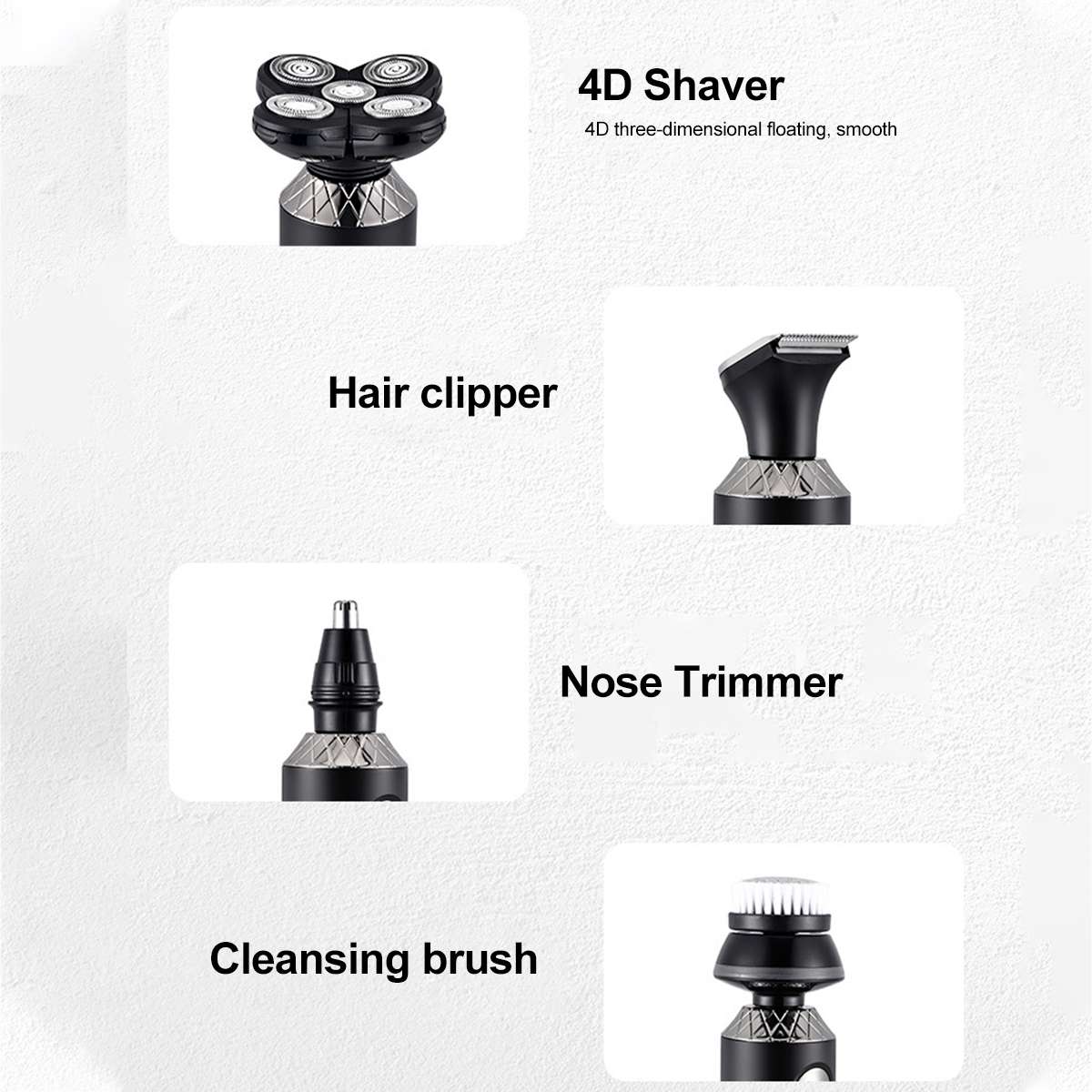 4D Electric Shaver LED Display Men's Beard Trimmer USB Rechargeable 5 Heads Bald Head Shaver Hair Clipper Shaving Machine