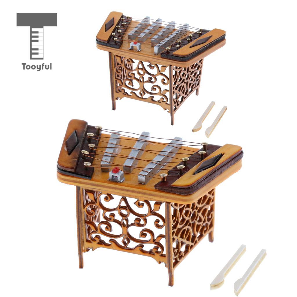 Mini Miniatuur Yangqin Dulcimer Muziekinstrument Model Voor Kinderen Kids Christmas
