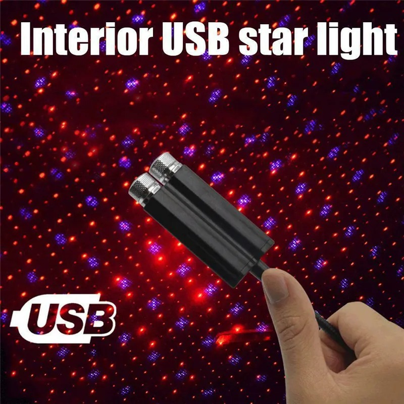 USB Sterrenhemel Lamp LED Interieur omgevingsverlichting Autodak projector licht rood blauw Romantisch Babysbreath Led Sfeerlicht 5v