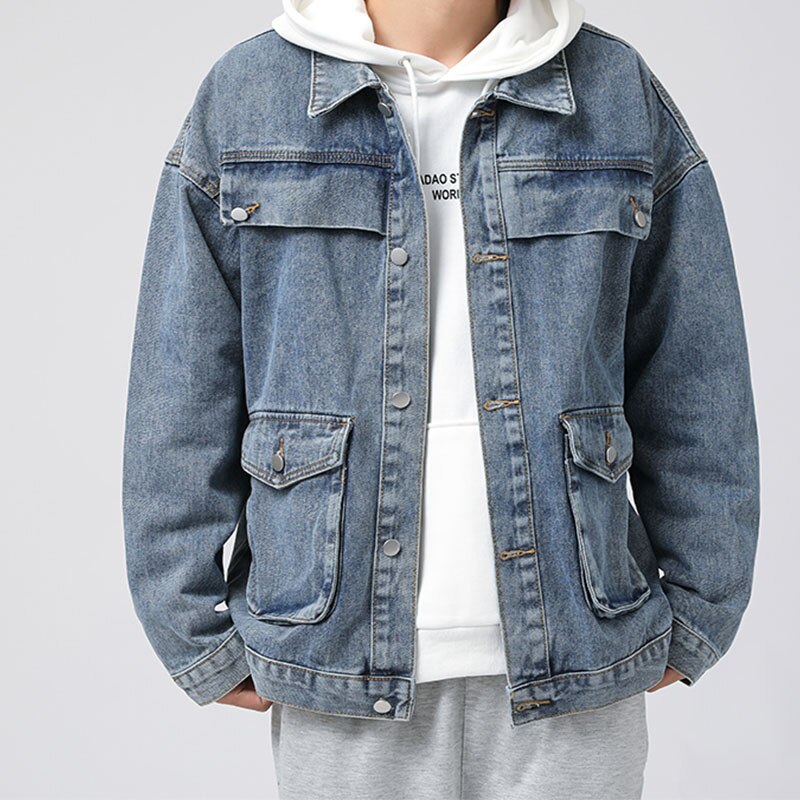 Modne dżinsy bawełniane 2021 nowe kurtki męskie dżinsy Outsidewear wiosna jesień płaszcze koreańskie kurtki Streetwear zwykły klasyczny