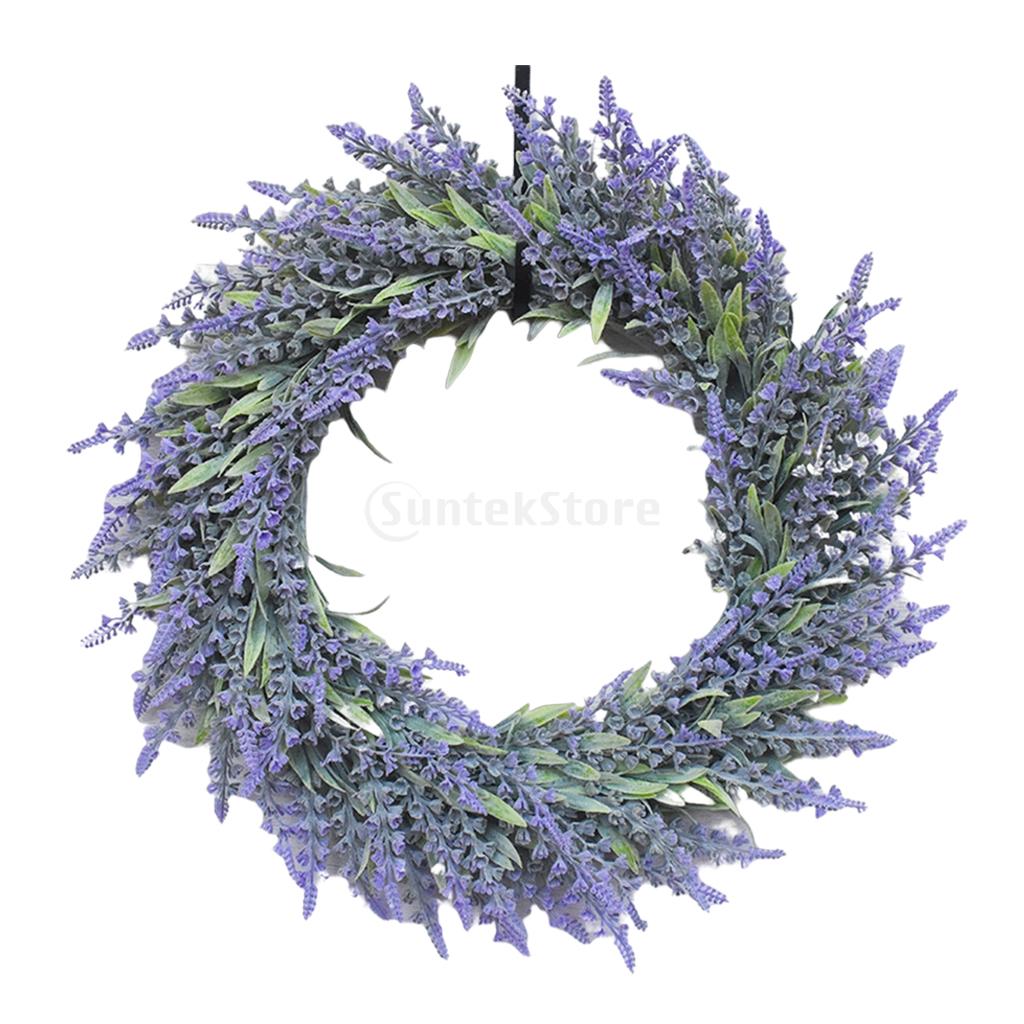 Large Lavender Wreath Base Wreath Flower Farmhouse Garland Wreath Front Door Wall Hanging for Wedding Wreath Home Decor: 42cm Single