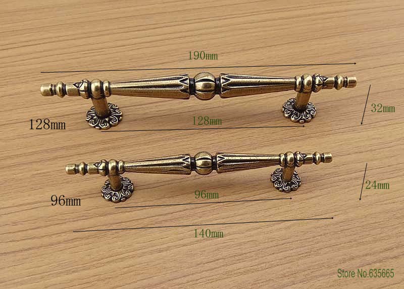 Tirador de herrajes para muebles clásicos de bronce antiguo, tiradores de puertas de madera para cajones, armarios de cocina