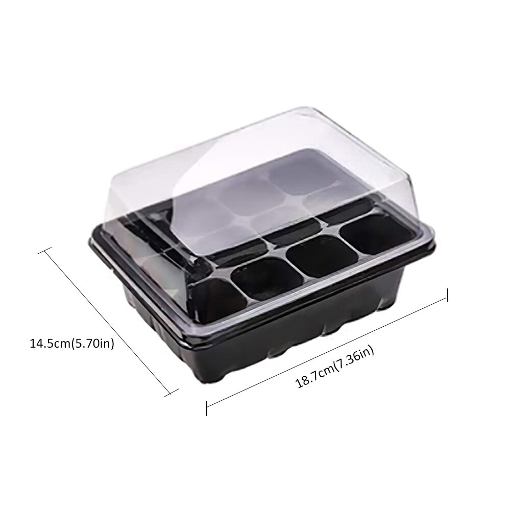 3/6PCS 12 Holes Plant Seed Grow Box Plastic Propagator Growing Trays With Lids For Garden Nursery Vegetable Fruit Planting
