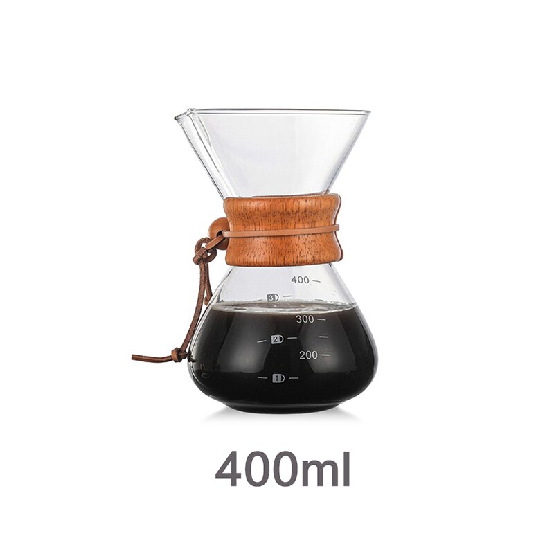 400ml 600ml 800ml Espresso Coffe Machine tea water Pot set Stainless Steel Filter Pot Resistant Glass Maker Coffee Pot: 400ml