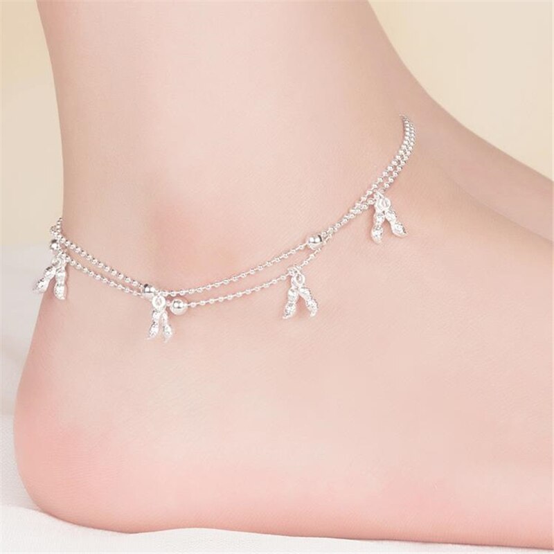 Kofsac Zomer 925 Sterling Zilveren Enkelbanden Voor Vrouwen Leuke Pinda Enkels Chain Armbanden Barefoot Sandal Beach Voet Sieraden