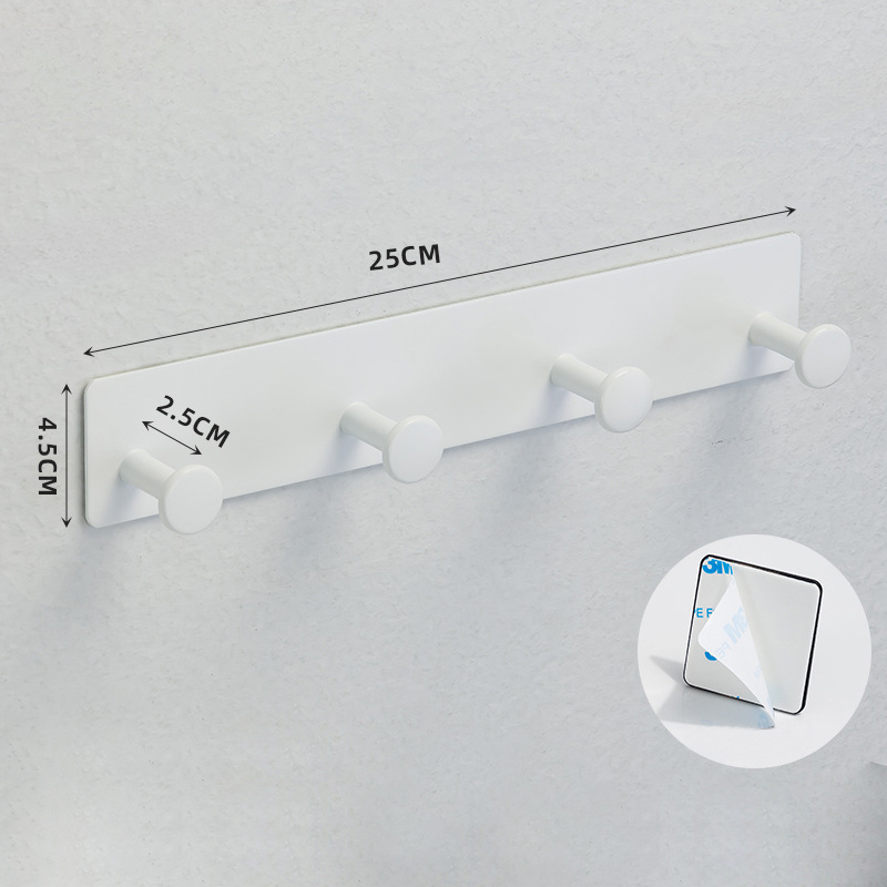 Väggmonterad klädhängare, självhäftande klädkrokar, dörrkrokar i rostfritt stål för att hänga hatthanddukar och kläder, rund krok: Elfenben