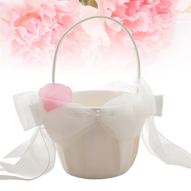 Cesta de flores para boda, niña, lazo, cinta, canasto nupcial, decoración para boda, ceremonia,