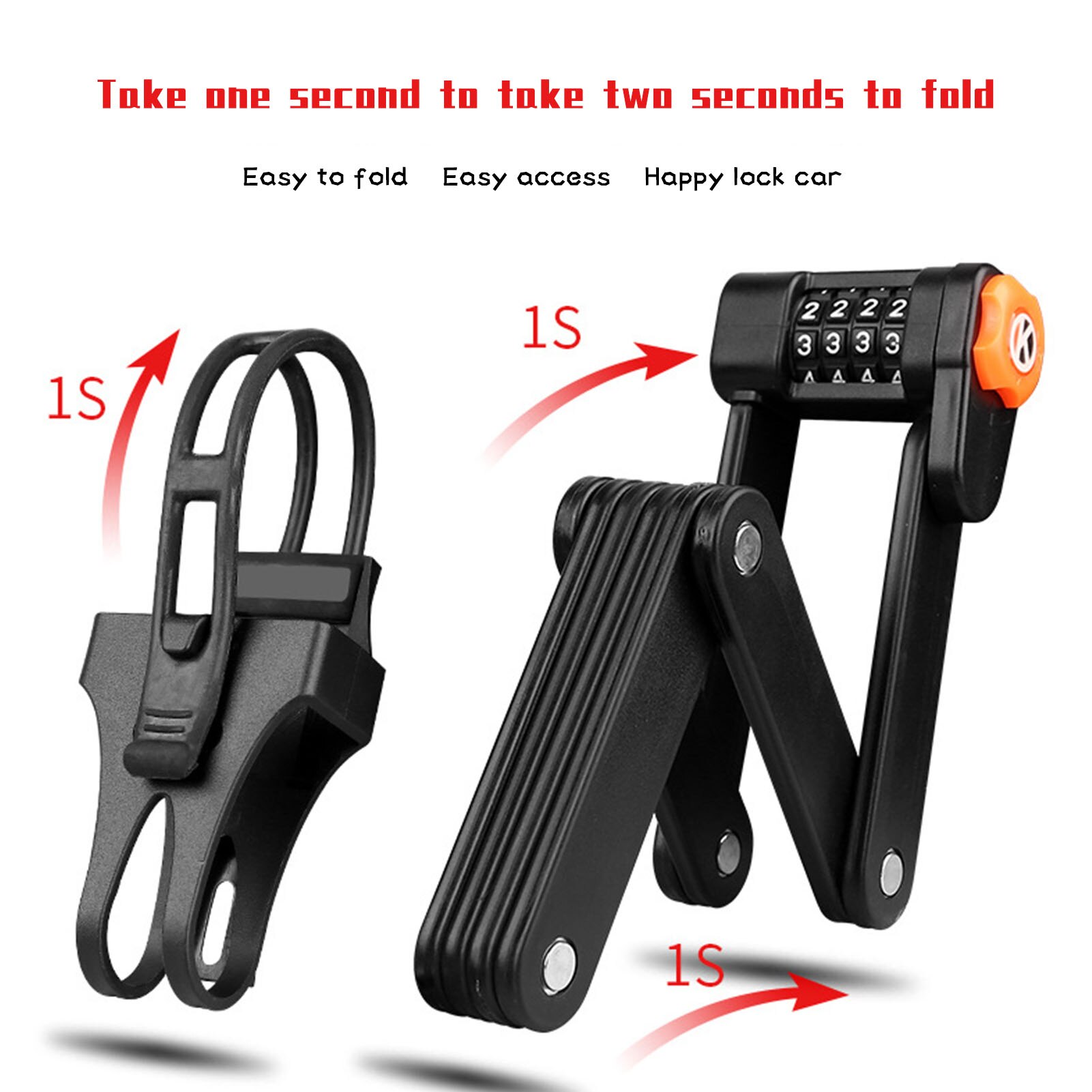 Anti-Theft Folding Bike Lock Cycling MTB Bike Lock Motorcycle Lock Electric 8 Joints Bicycle Part Chain Lock With Keys And Frame