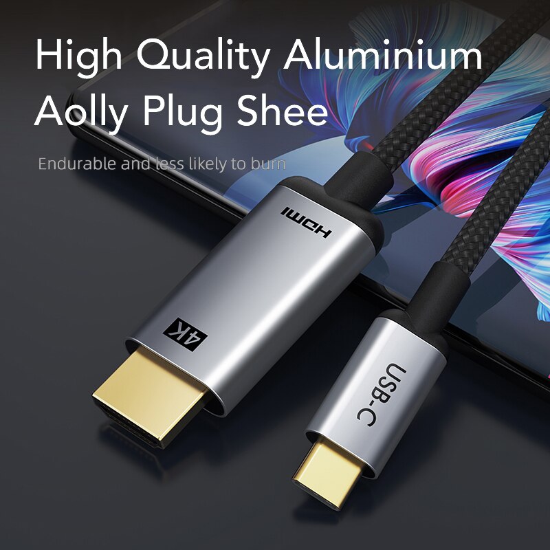 Kabeltid type c til hdmi kabel thunderbolt 3 4k 30hz usb c adapter for huawei mate 30 xiaomi 10 oneplus 7 usb c adapter  c374
