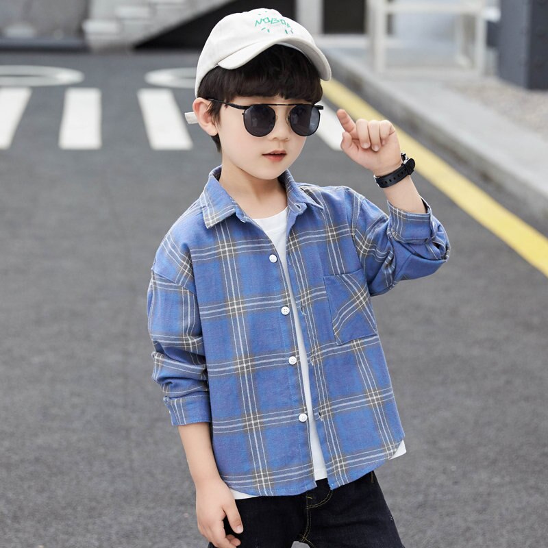 Camisas clásicas de manga larga a cuadros para niños, ropa coreana para niños de 4, 5, 6, 7, 8, 9, 10, 11, 12 y 13 años, primavera y otoño