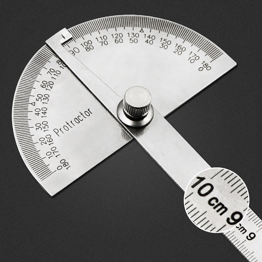 Protable Round Stainless Steel Protractor 180 Degree Angle Finder Arm Rotary Measuring Ruler Machinist Craftsman Gauge
