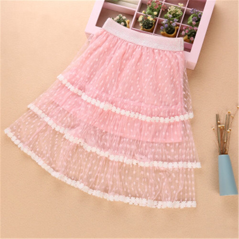 Criança nova dot longo tule saia elegante plissado tutu saias meninas jupe tutus vintage 2020 criança aa4310: Rosa / 9
